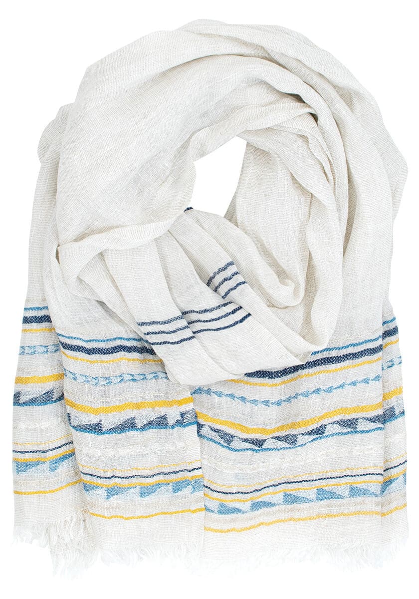 JACQUARD WOVEN LINEN STRIPE SCARF 2 SIZES AND SEVERAL COLORS