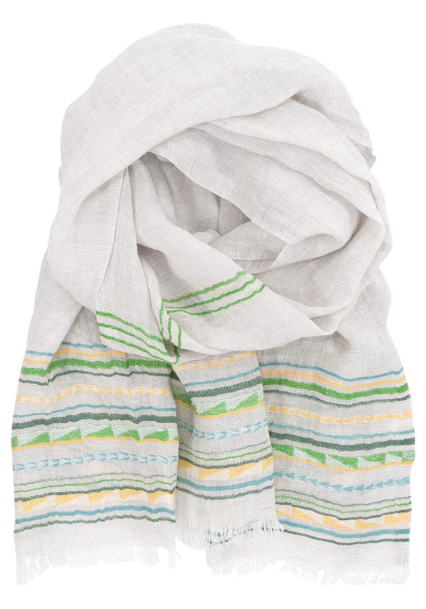 JACQUARD WOVEN LINEN STRIPE SCARF 2 SIZES AND SEVERAL COLORS