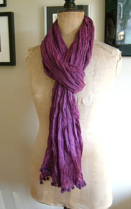 Solid Dyed With Pom Pom Trim Linen Scarf 2 Sizes and several colors