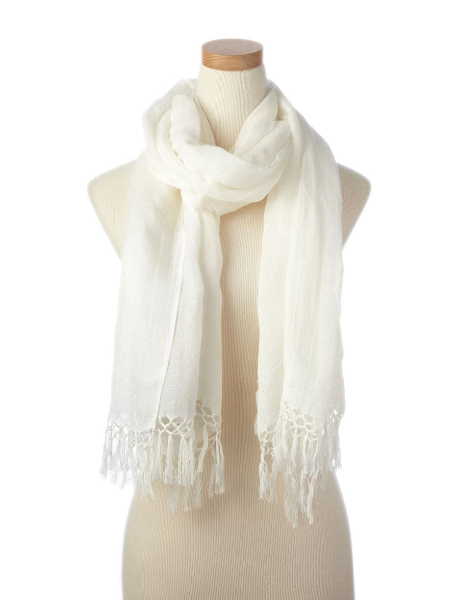 FRINGES FINISH LINEN SCARF 2 SIZES AND SEVERAL COLORS