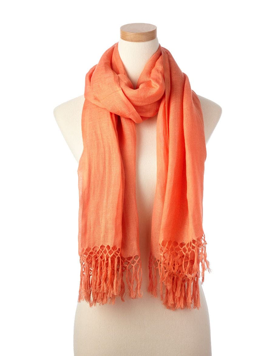 FRINGES FINISH LINEN SCARF 2 SIZES AND SEVERAL COLORS