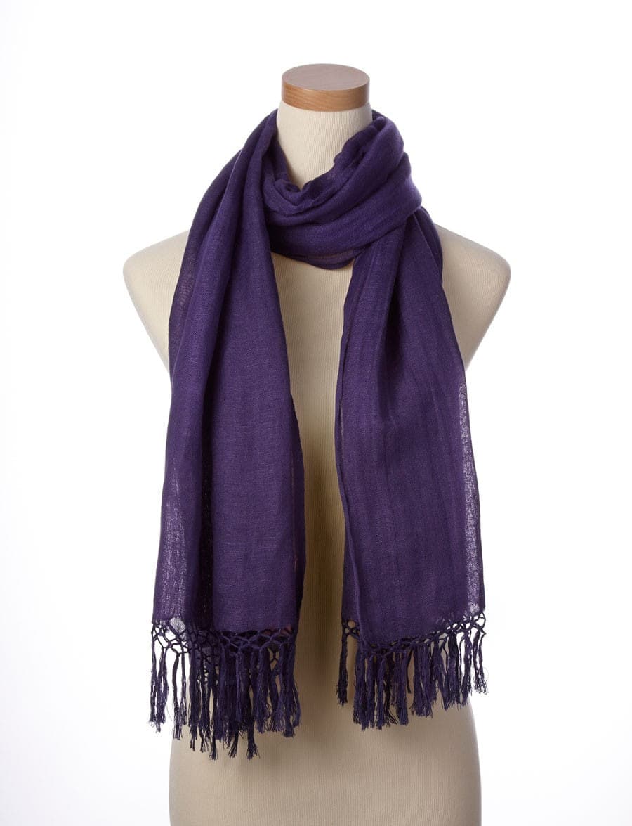 FRINGES FINISH LINEN SCARF 2 SIZES AND SEVERAL COLORS