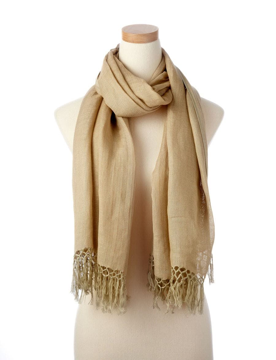 FRINGES FINISH LINEN SCARF 2 SIZES AND SEVERAL COLORS