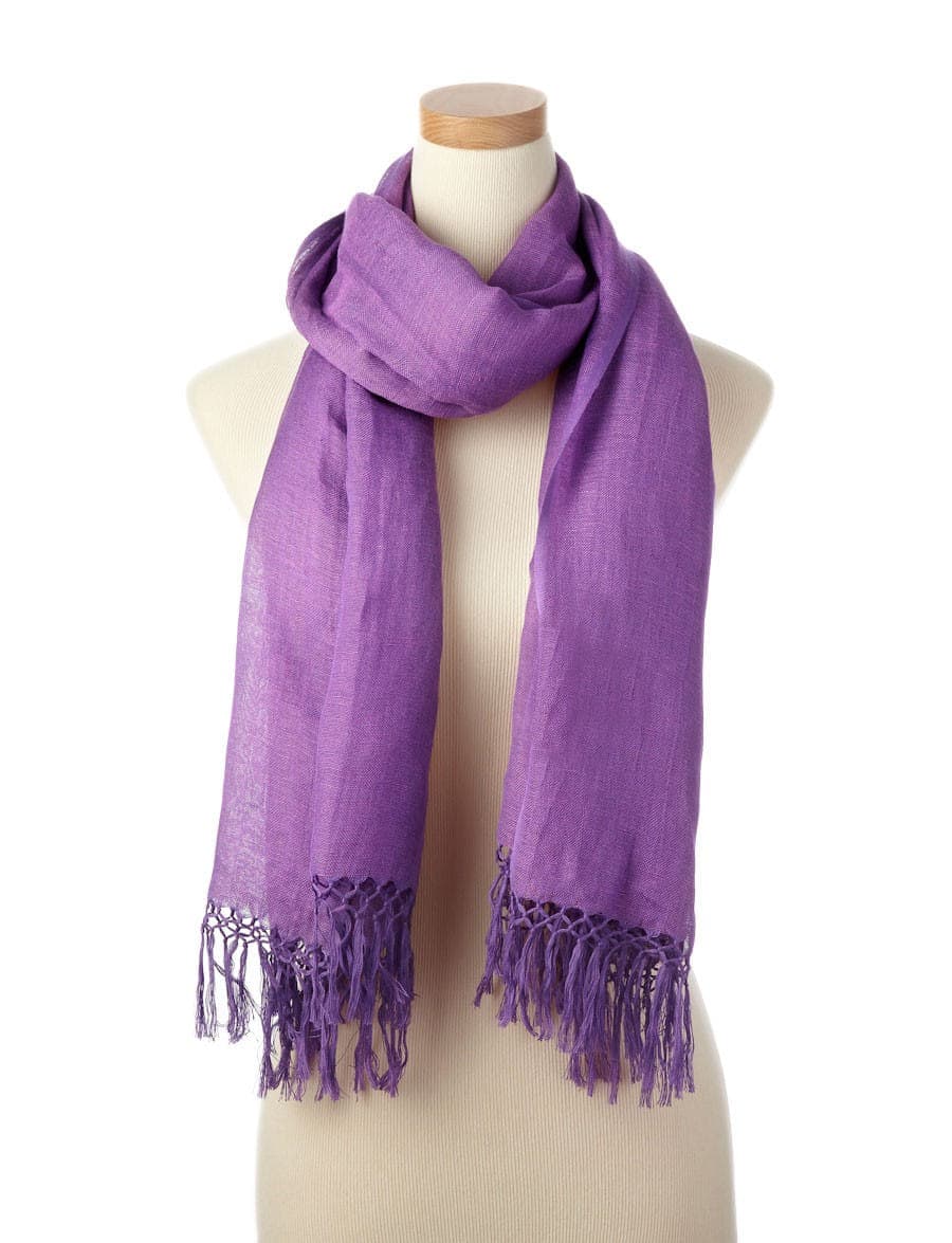 FRINGES FINISH LINEN SCARF 2 SIZES AND SEVERAL COLORS