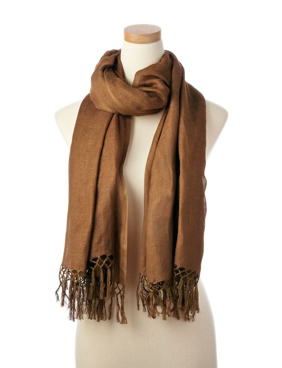 FRINGES FINISH LINEN SCARF 2 SIZES AND SEVERAL COLORS