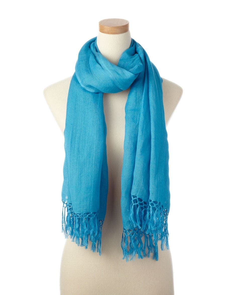 FRINGES FINISH LINEN SCARF 2 SIZES AND SEVERAL COLORS