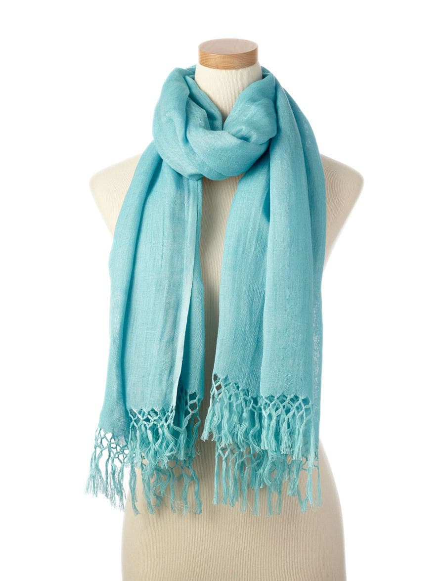 FRINGES FINISH LINEN SCARF 2 SIZES AND SEVERAL COLORS