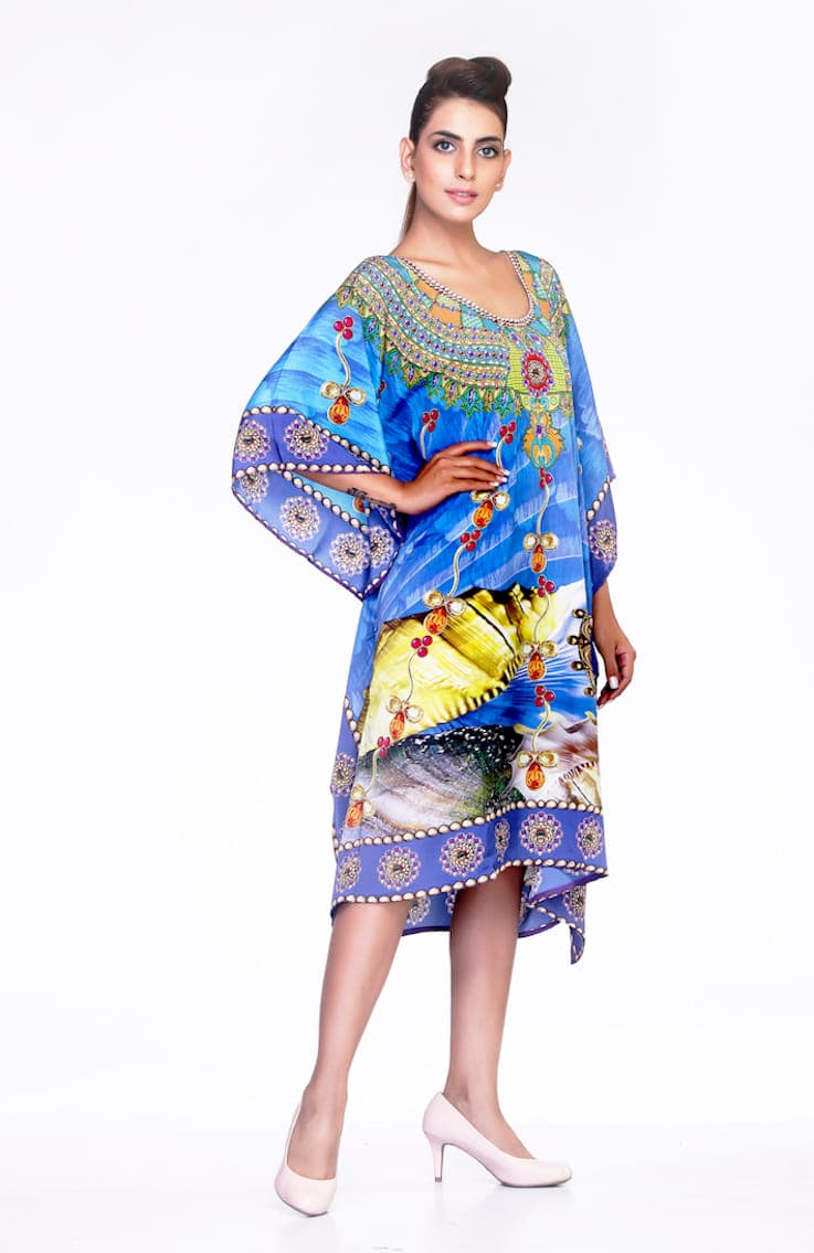 BLUE COLOR DIGITAL PRINTED CAFTAN