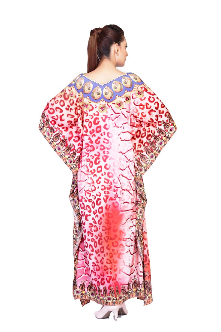 RED COLOR ANIMAL PRINT CAFTAN