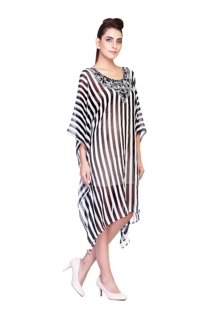 STRIPE PRINT KNEE LENGTH CAFTAN