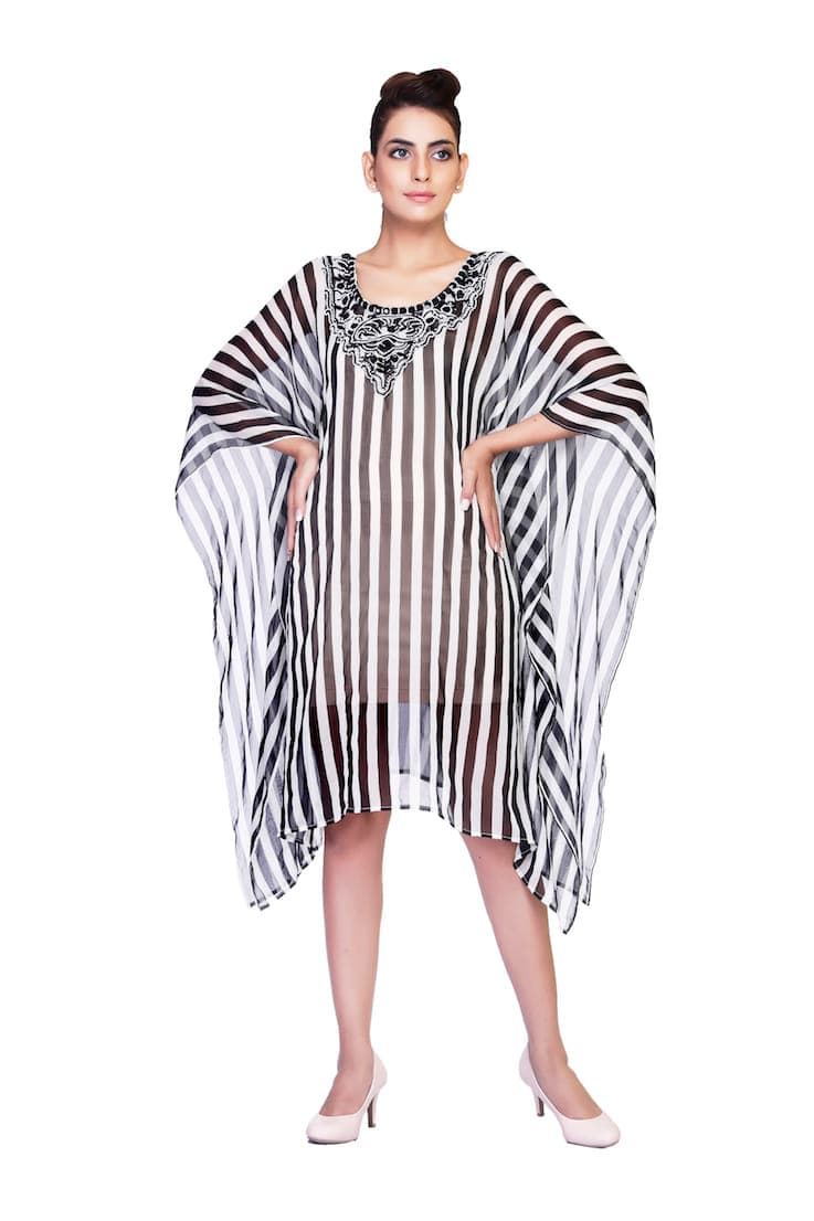STRIPE PRINT KNEE LENGTH CAFTAN