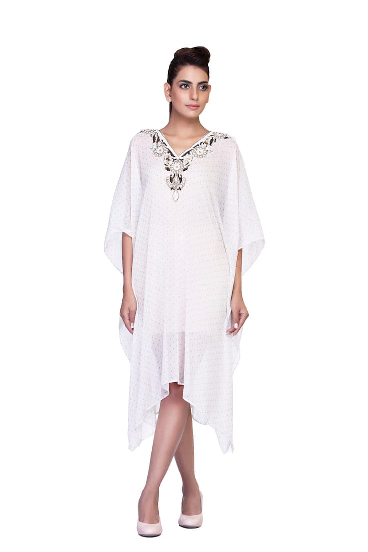 DOTED PRINT CHIFFON CAFTAN