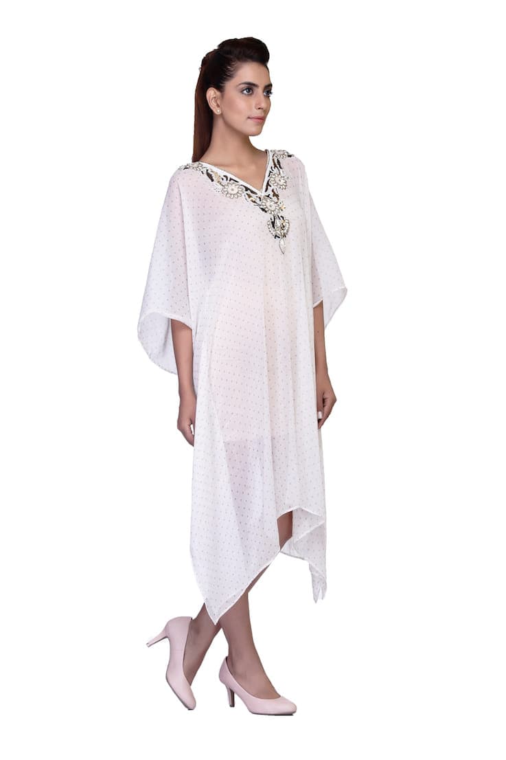 DOTED PRINT CHIFFON CAFTAN