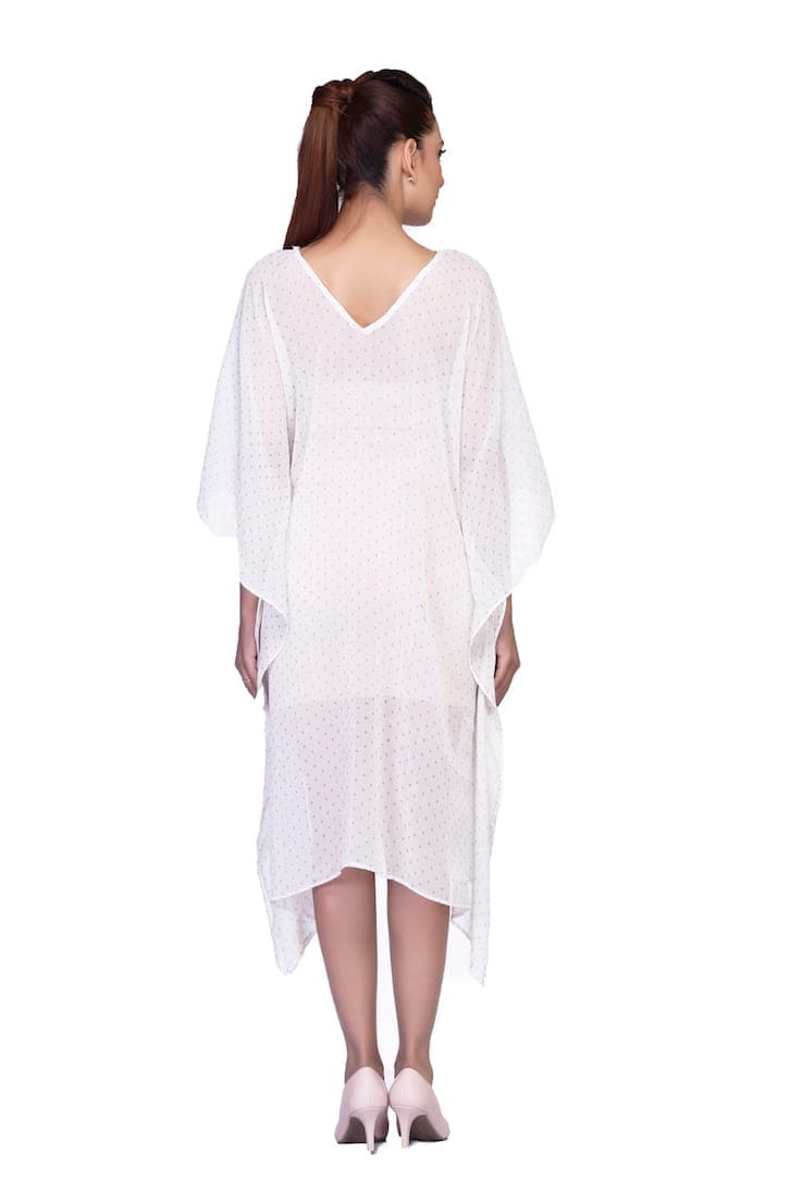 DOTED PRINT CHIFFON CAFTAN