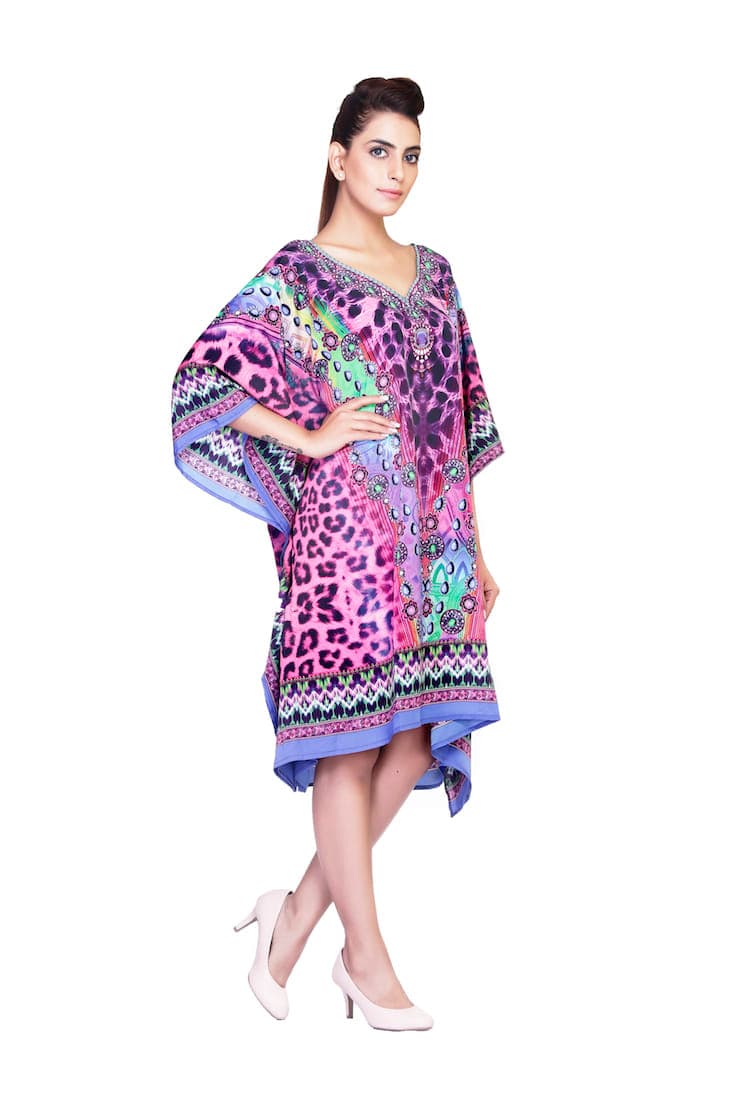 PURPLE COLOR ANIMAL PRINT CAFTAN