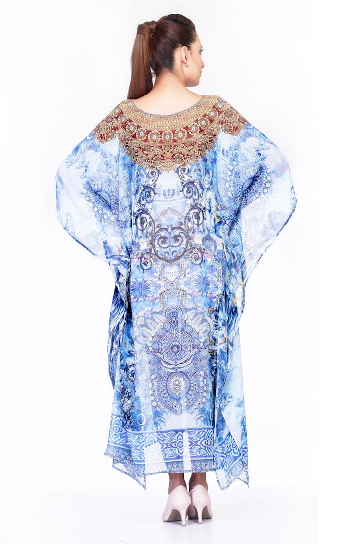 GRAY COLOR ROUND NECK LONG CAFTAN