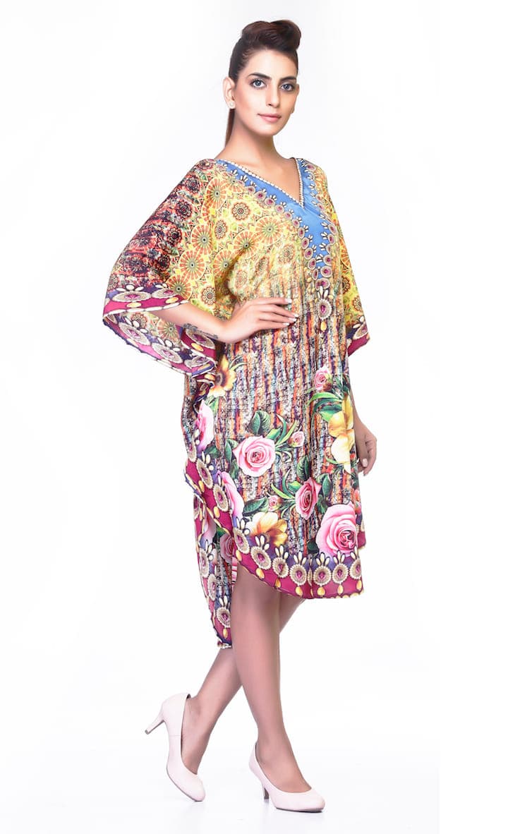 FLORAL PRINTED KNEE LENGTH CAFTAN