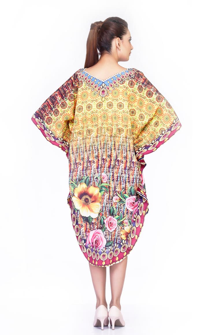 FLORAL PRINTED KNEE LENGTH CAFTAN