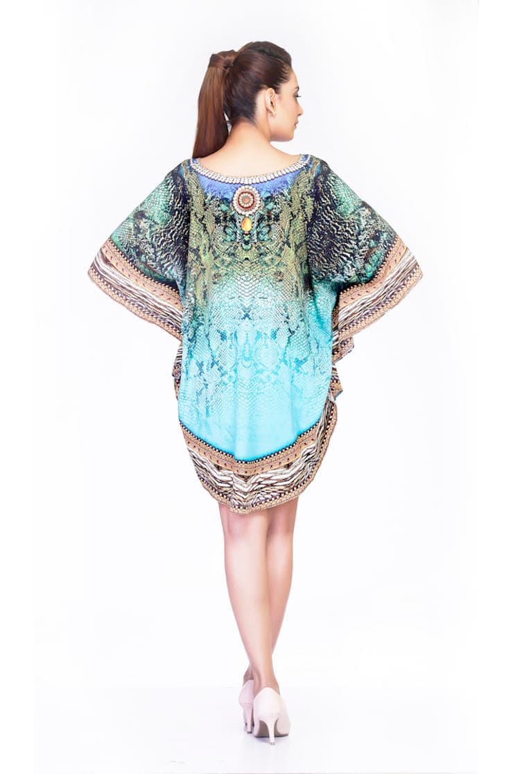 TURQUOISE COLOR SHORT LENGTH CAFTAN