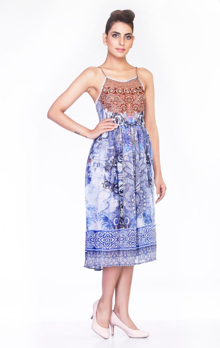 SLEEVELESS WESTERN FASHION DRESS