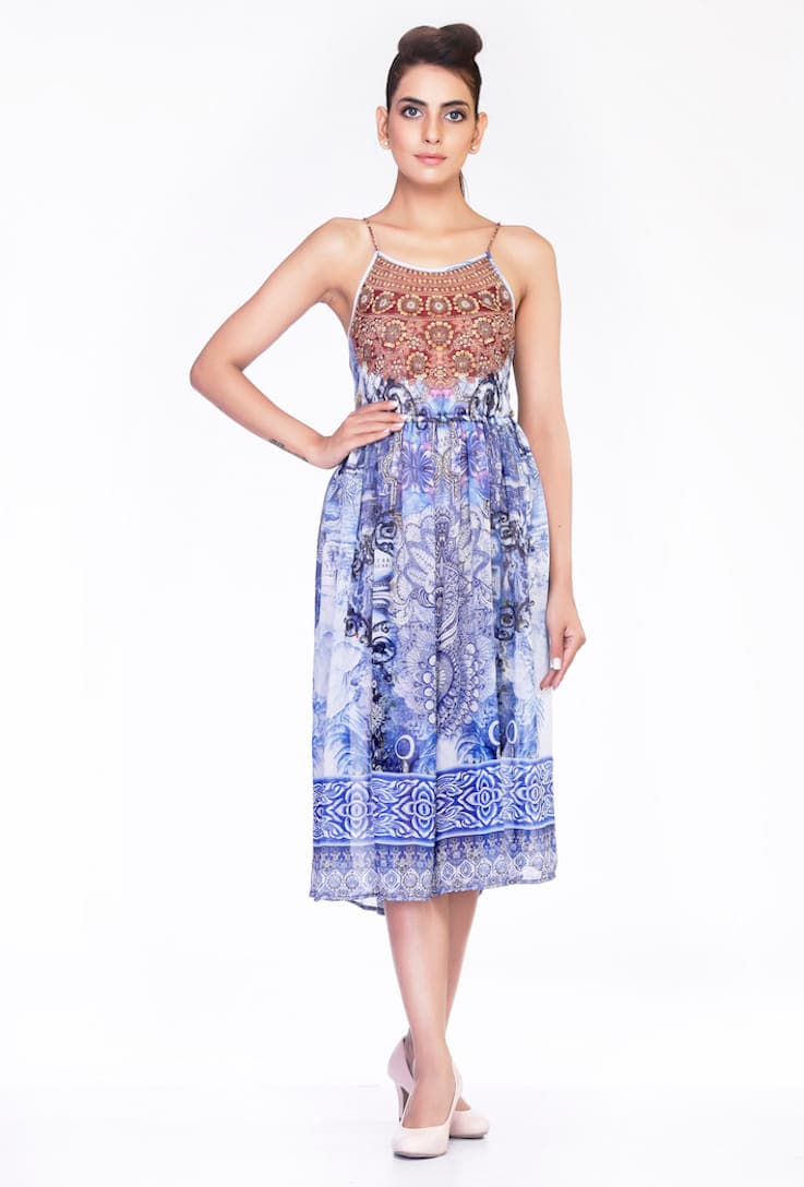 SLEEVELESS WESTERN FASHION DRESS