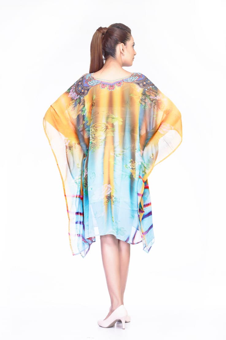 GEORGETTE MULTI COLOR KNEE LENGTH CAFTAN