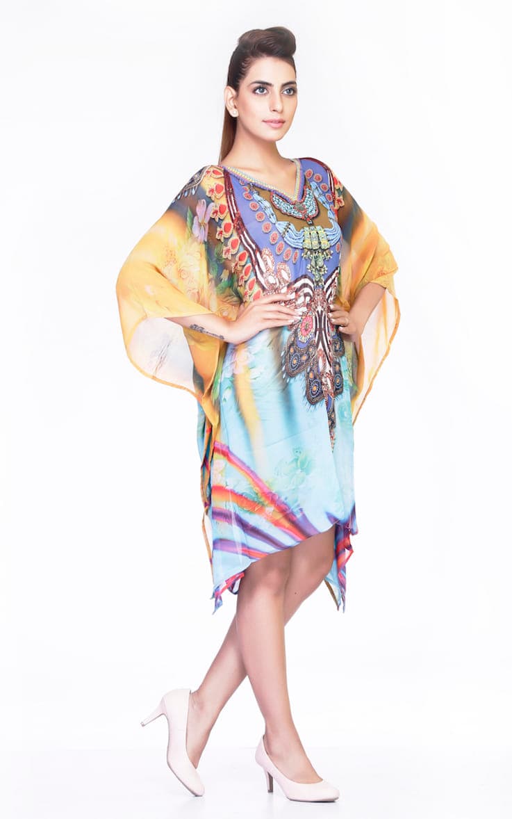 GEORGETTE MULTI COLOR KNEE LENGTH CAFTAN