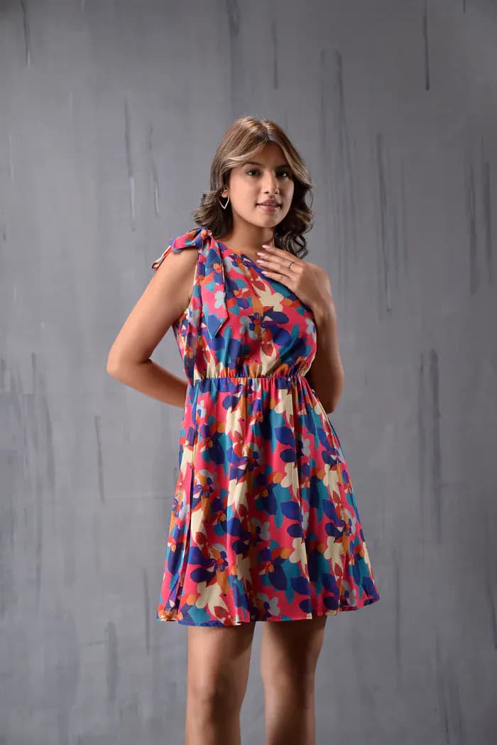 One Shoulder Off Tieup Dress