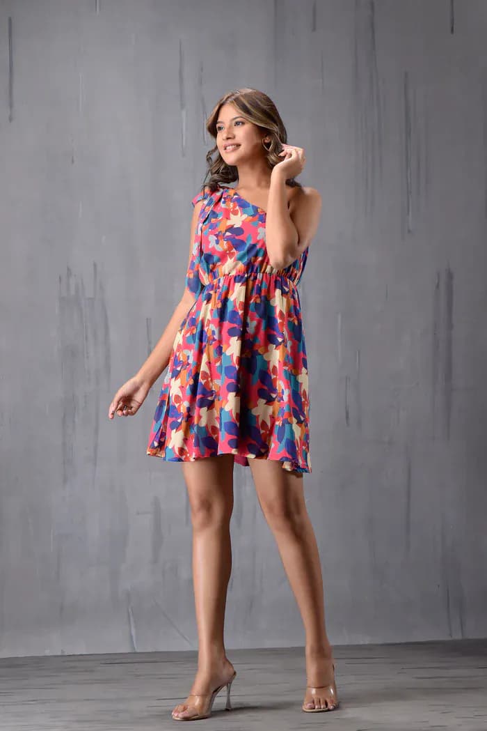 One Shoulder Off Tieup Dress