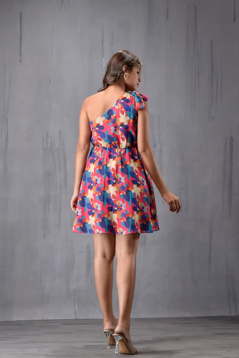 One Shoulder Off Tieup Dress