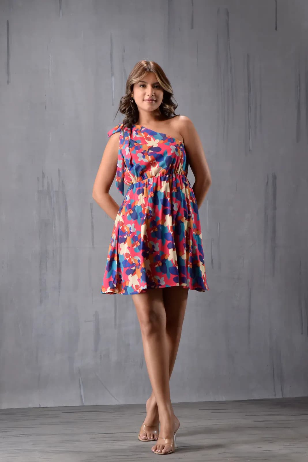 One Shoulder Off Tieup Dress