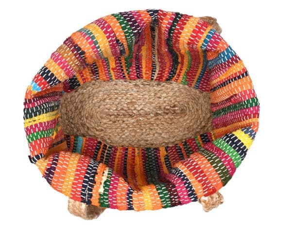 Multi Orange Cotton Jute Beach Bag