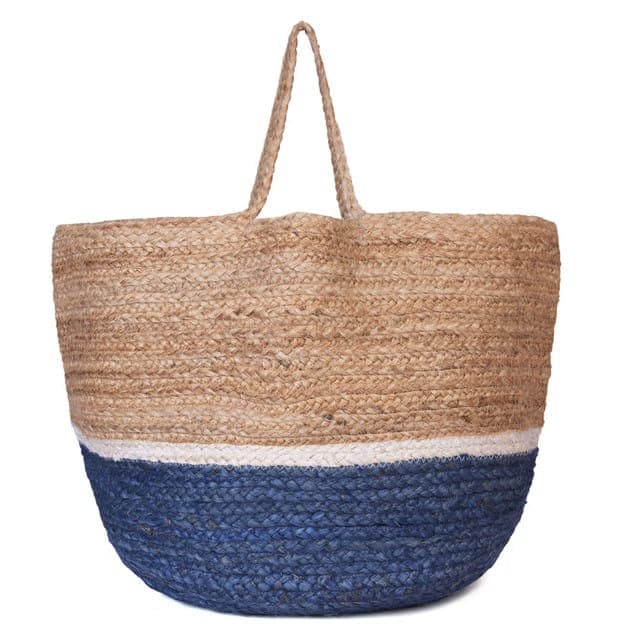 Bottom Colored Jute Beach Bag