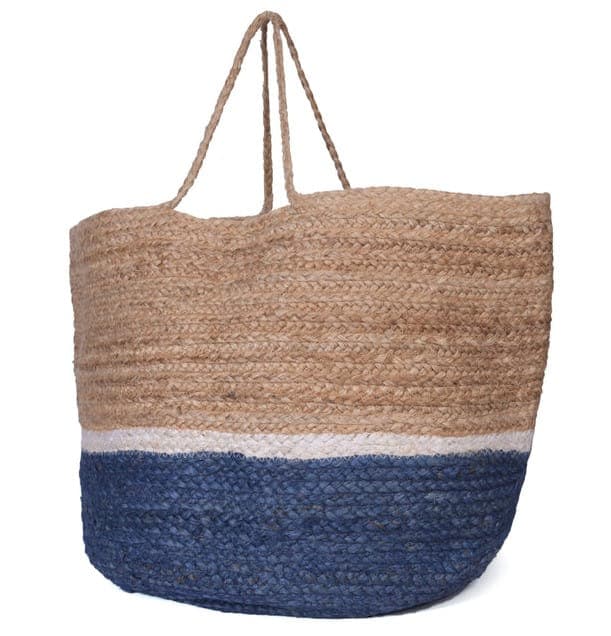 Bottom Colored Jute Beach Bag