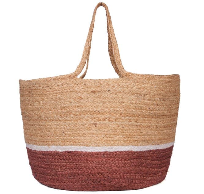 Bottom Colored Jute Beach Bag