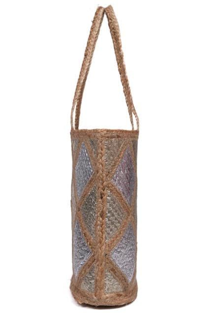 Rhombus Design Jute Beach Bag