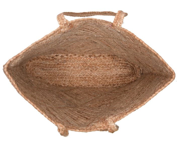 Rhombus Design Jute Beach Bag