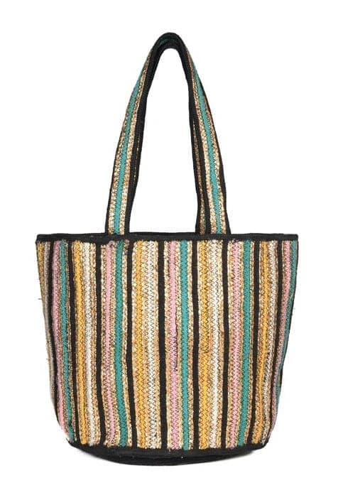 Rainbow Stripe Pattern Jute Bag