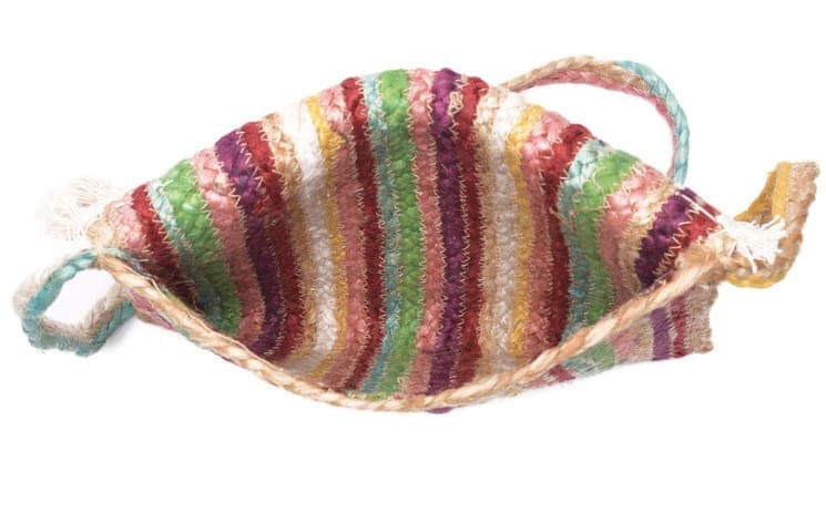 Decorative Colorful Stripe Jute Clutch