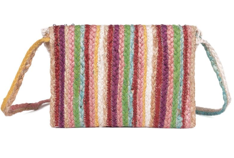 Decorative Colorful Stripe Jute Clutch