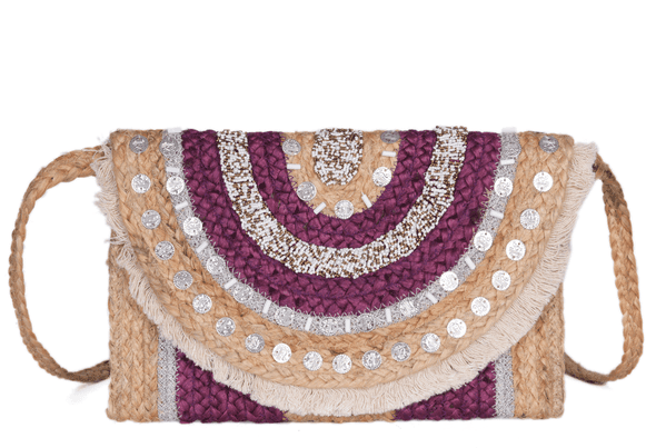 Bead Work Finish Jute Clutch