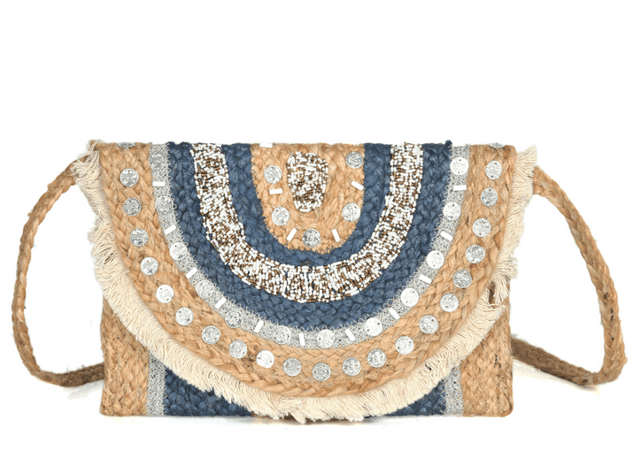 Bead Work Finish Jute Clutch