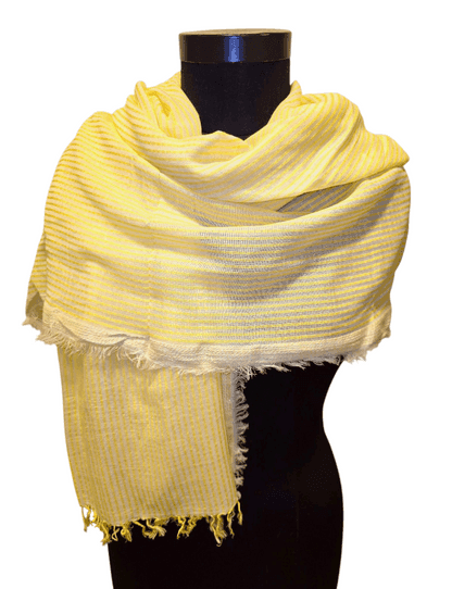 Lemon white stripe cotton scarf