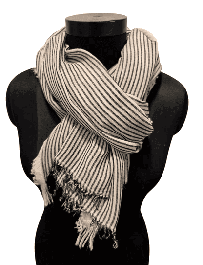 Black white stripe cotton scarf