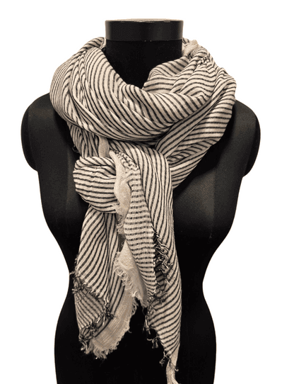 Black white stripe cotton scarf