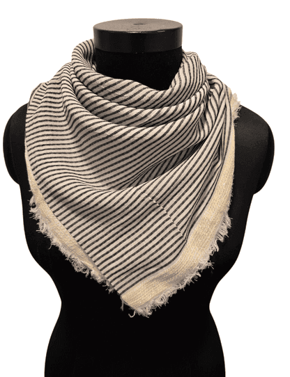 Black white stripe cotton scarf