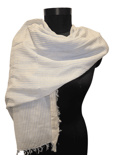 Misty blue white stripe cotton scarf