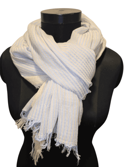 Misty blue white stripe cotton scarf