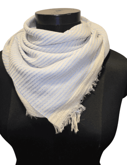 Misty blue white stripe cotton scarf