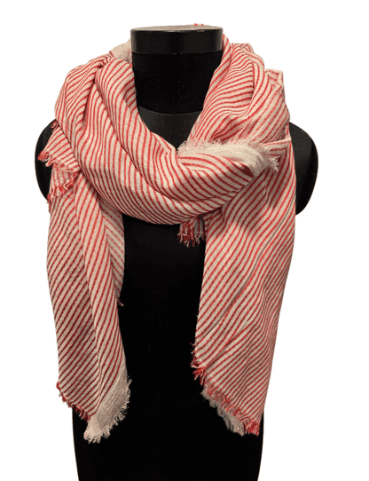 Red white stripe cotton scarf